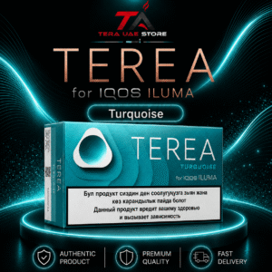 A pack of TEREA Turquoise tobacco sticks designed for the IQOS ILUMA device, sourced from Kyrgyzstan.