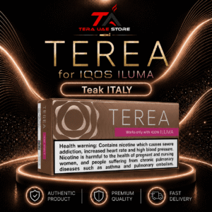 IQOS TEREA Teak ITALY pack with creamy and nutty toasted tobacco profile for IQOS ILUMA at Terea UAE Store