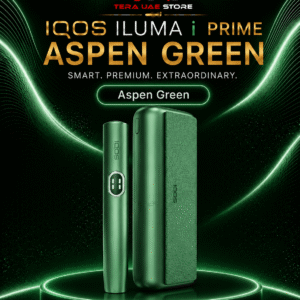 IQOS ILUMA i PRIME Aspen Green Holder and Pocket Charger at Terea UAE Store