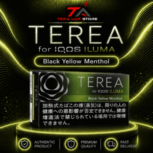 IQOS TEREA Black Yellow Menthol Japan pack at Terea UAE Store
