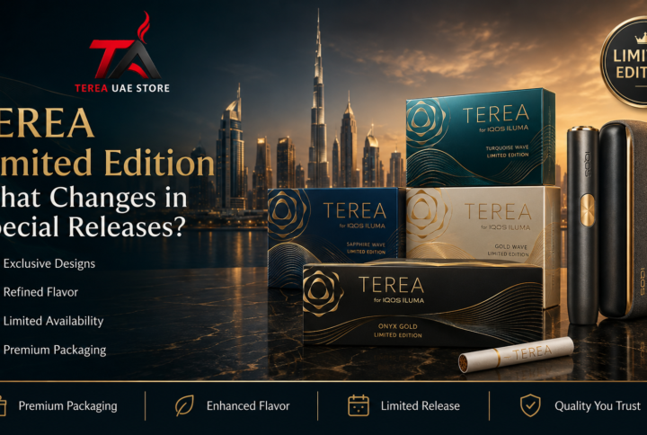 TEREA Limited Edition packs with IQOS ILUMA device showing special release designs, premium packaging, and exclusive flavor variations.