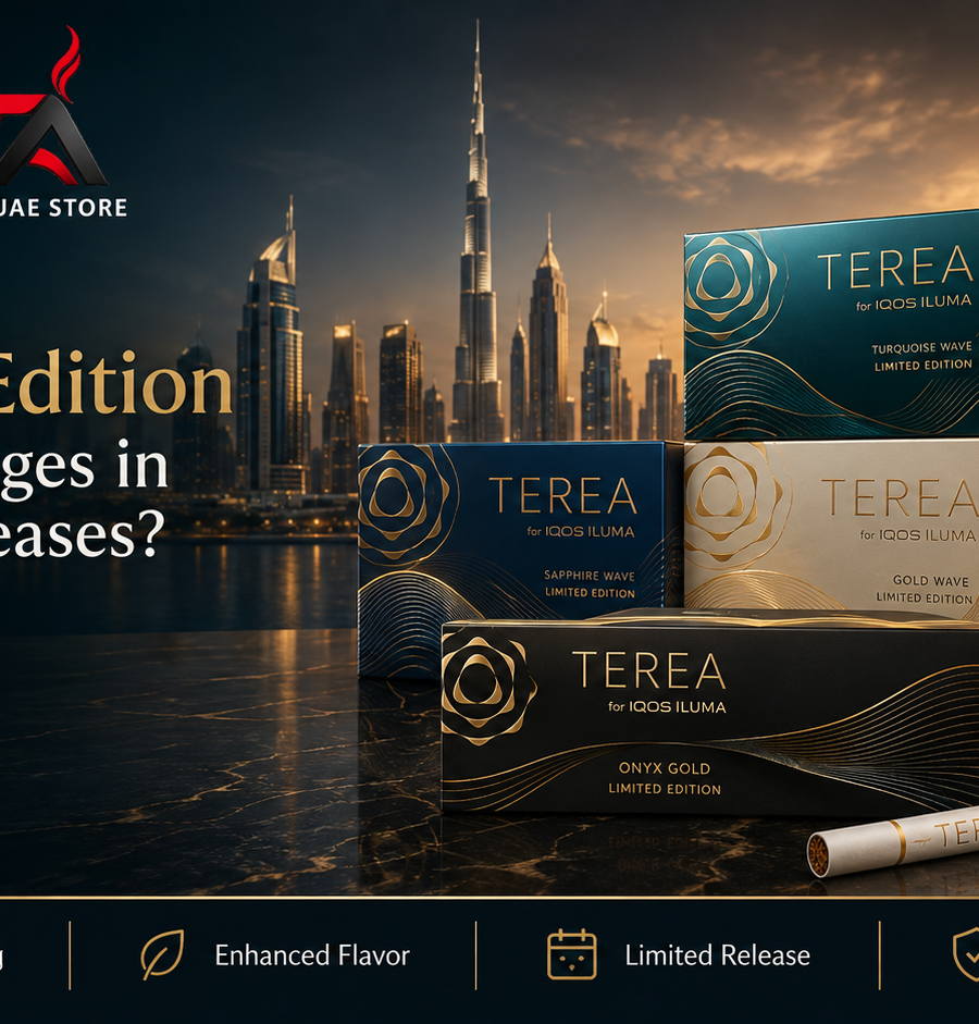 TEREA Limited Edition packs with IQOS ILUMA device showing special release designs, premium packaging, and exclusive flavor variations.